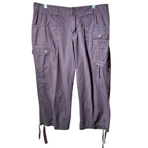 Brown Cotton Cargo Crop Pants Size 8